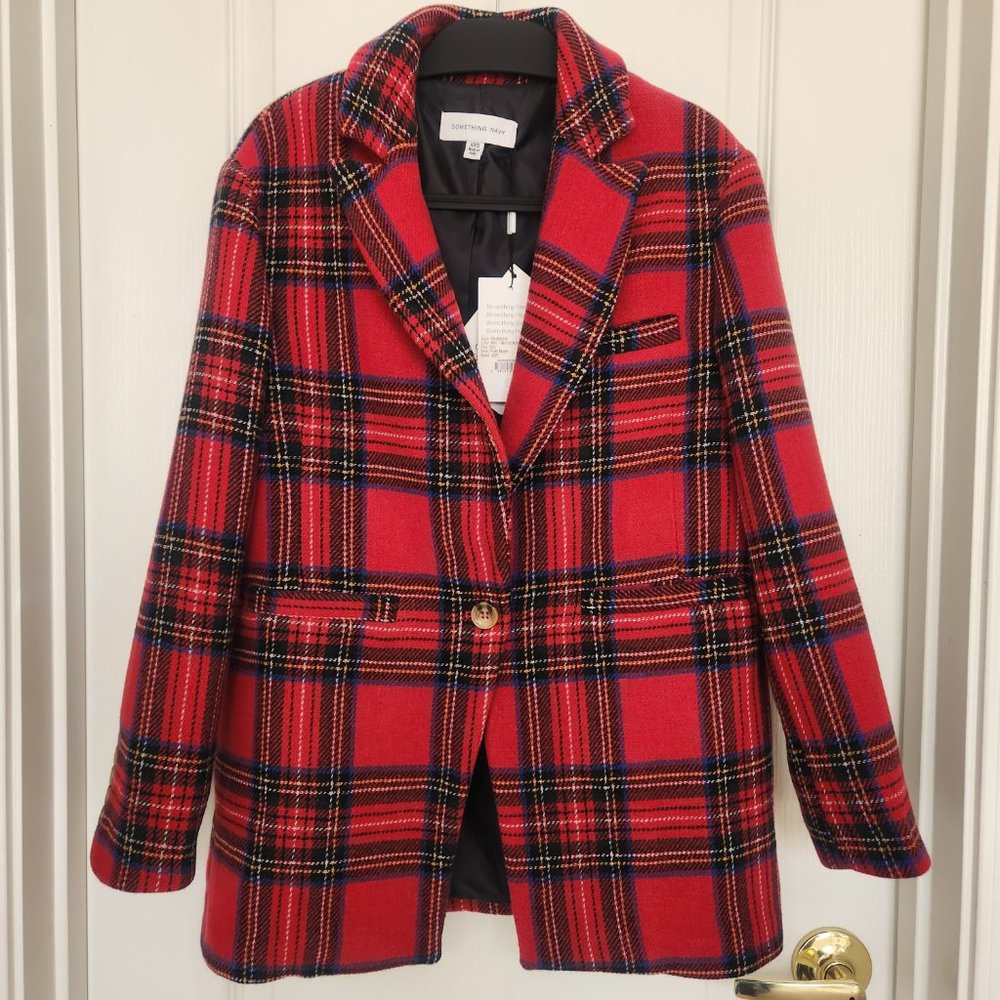 NWT Something Navy Plaid Tartan Blazer Coat "Marley" - Picture 8 of 16